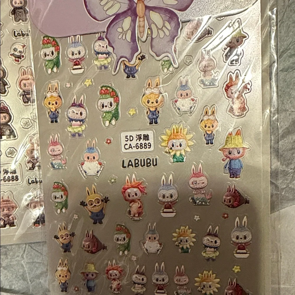 Cute Labubu Nail Decals Set